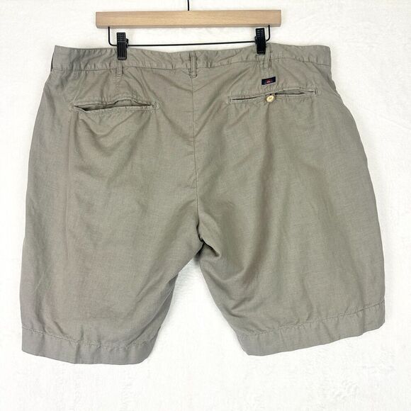 Faherty Men's Linen Cotton Shorts Size 40 Flat Front 9.5" Inseam Gray/Beige - Picture 2 of 6